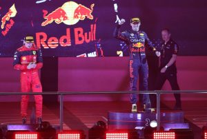 Read more about the article World champion Verstappen snatches first win of the season
